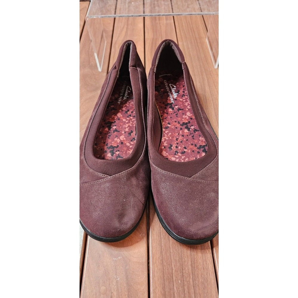 Clarks Cloudsteppers Burgundy Ballet Flats Womens 9.5 Wide Excellent